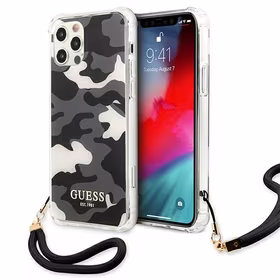 Guess GUHCP12LKSARBK iPhone 12 Pro Max 6.7" melns/melns cietais apvalks Camo kolekcija