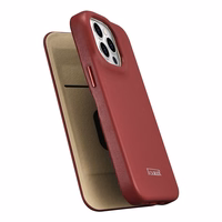 iCarer CE Premium ādas folio viedtālruņa apvalks iPhone 14 Pro Max magnētiskais atveramais apvalks MagSafe sarkana