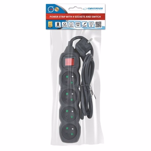 Esperanza ELK212K power extension 1.5 m 4 AC outlet(s) Indoor Black