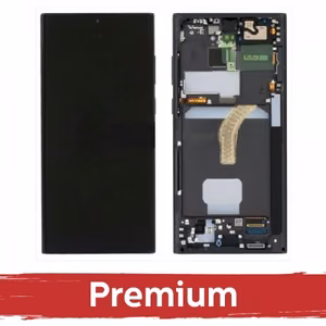 LCD displejs Samsung S908 S22 Ultra ar rāmi / Phantom Black / OEM