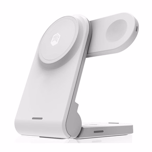 STM ChargeTree MAG pārnēsājama 3 vienā bezvadu uzlādes stacija iPhone, Apple Watch un AirPods ierīcēm, saderīga ar MagSafe, balta