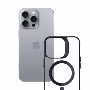 3mk Satīna bruņu Magnētiskais apvalks ar MagSafe iPhone 16 Pro Max - caurspīdīgs ar melnu rāmi