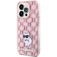 Karl Lagerfeld monogramma Choupette viedtālruņa apvalks iPhone 15 Pro Max - rozā