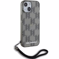 Karl Lagerfeld IML Mono KL Pattern & Cord viedtālruņa apvalks iPhone 15 / 14 / 13 - melns