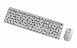 GEMBIRD KBS-WMS-01-W-CYRL bezvadu tastatura un pele, kirilica, balta
