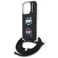 Karl Lagerfeld IML Crossbody Karl&Choupette Head Maciņš for iPhone 16 Pro - melns