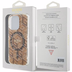 Guess IML GCube Magnētiskais apvalks iPhone 15 Pro - brūns