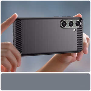 Apvalks Carbon apvalks Samsung Galaxy S24+ elastīgs silikona oglekļa vāks - melns