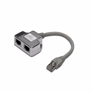 DIGITUS DN-93904 – 0,19 m ekranēts adaptera kabelis 2 × CAT 5e, RJ45 ligzda uz spraudni, melnā krāsā