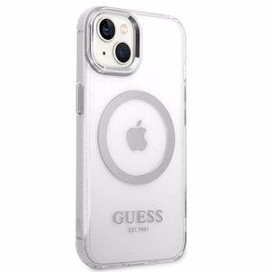 Guess GUHMP14MHTRMS iPhone 14 Plus 6.7" sudrabains/sudrabains cietais apvalks Metāla kontūra Magnētiskais