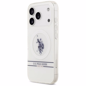US Polo DH un apakšējās joslas logotips Magnētiskais apvalks iPhone 17 Pro - balts
