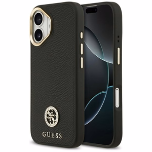 Guess Graudains Strass Logotips Magnētiskais viedtālruņa apvalks iPhone 17 - melns
