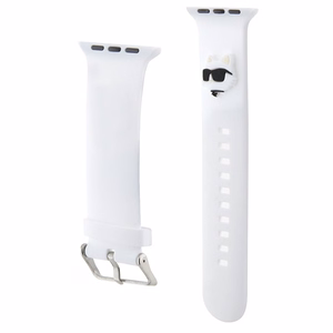 Karl Lagerfeld 3D резиновый ремешок Choupette Head Apple Watch 42/44/45/49mm - белый