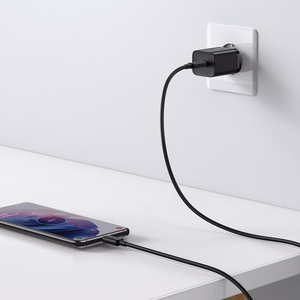 Baseus Super Si ātrās uzlādes lādētājs Quick Charge 3.0 Power Delivery 25W 3A + kabelis USB Type C - USB Type C 3A 1m melns