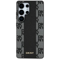 DKNY ādas rūtainā raksta magnētiskais viedtālruņa apvalks Samsung Galaxy S25 Ultra - melns