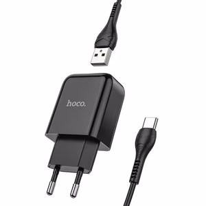 Зарядное устройство для телефона Hoco USB A 2A 10W + кабель USB A to USB C N2 чёрное