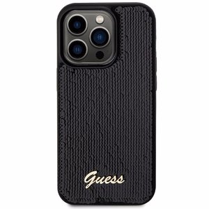 Guess Sequin Script Metal viedtālruņa apvalks iPhone 13 Pro Max - melns