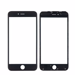 LCD ekrāna stikls Apple iPhone 6 Plus ar rāmi un OCA melns V2 ORG