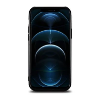 iCarer ādas vaska apvalks pārklāts ar dabīgu ādu iPhone 12 Pro Max melns (ALI1206-BK)