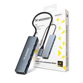 USB-C 6 in 1 Hub Wozinsky WHBC10Y4S daudzfunkcionāls, alumīnijs, ar 25 cm kabeli - pelēks