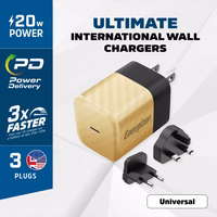 Energizer Ultimate - Multiplug EU / UK / US GaN 20W PD mains lādētājs (zeltains)