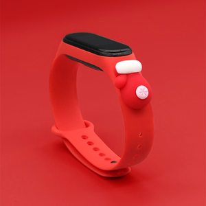Ремешок Xmas для Xiaomi Mi Band 3 / 4 рождественский силиконовый браслет с варежкой - красный