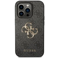 Guess 4G Big Metal Logo viedtālruņa apvalks iPhone 15 Pro Max - pelēka