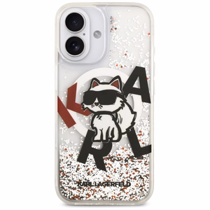Karl Lagerfeld Šķidrais Spīdums Choupette Logo Magnētiskais Viedtālruņa apvalks iPhone 17 - Caurspīdīgs