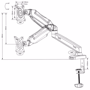 Maclean MC-860 monitor mount / stand 68.6 cm (27") melns Desk