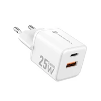 FORCELL F-ENERGY Mini GaN III VT-25B ceļojumu lādētājs ar 1 x Type C + 1x USB A ligzdām, PD QC4.0 25W balts