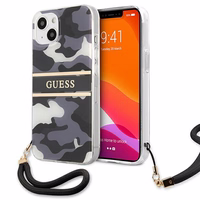 Guess GUHCP13SKCABBK iPhone 13 mini 5.4" melns/melns cietais apvalks Camo Siksnas Kolekcija