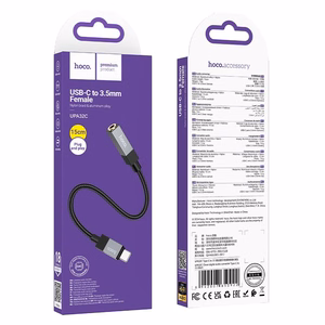 Adapteris AUX USB C (tēviņš) uz Jack 3,5 mm (mātīte) Hoco UPA32C melns