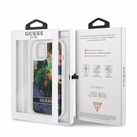 Guess GUHCP13SLFLSB iPhone 13 mini 5.4" zils cietais apvalks ziedu šķidrs spīdums