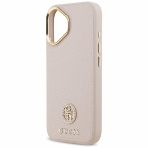 GUESS magnētiskais viedtālruņa apvalks IPHONE 17, savietojams ar MagSafe GUHMP17SPGCRMDEP (PU apvalks ar graudainu Strass logotipu) rozā