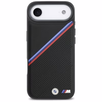 BMW M trīskrāsu metāla logotipa magnētiskais viedtālruņa apvalks iPhone 17 Air - melns