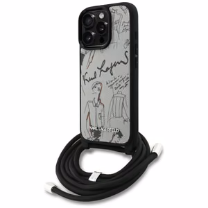 Karl Lagerfeld pār plecu nēsājams graudainas faktūras un logotipa viedtālruņa apvalks iPhone 16 Pro Max - pelēks