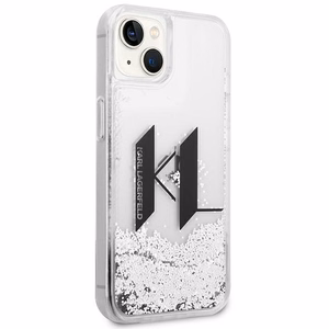 Karl Lagerfeld Liquid Glitter Big KL viedtālruņa apvalks iPhone 14 - sudraba