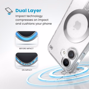 Speck Presidio Perfect-Clear vāciņš ar MagSafe un ClickLock iPhone 16 tālrunim, Clear/Chrome