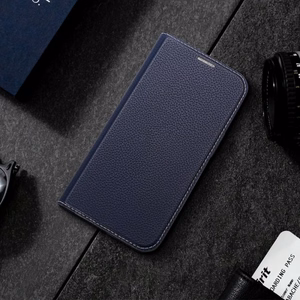 Dux Ducis Skin X2 viedtālruņa apvalks Samsung Galaxy S23+ atverams apvalks ar maku un statīvu zils