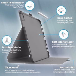 Speck Balance Folio atverams vāciņš ierīcei iPad Air 13" (2026–2024), melns