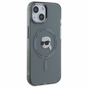 Karl Lagerfeld KLHMP15SHLSKIK iPhone 15 6.1" melns cietais viedtālruņa apvalks IML Metal Karl Head Magnētiskais (MagSafe)