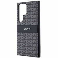 DKNY ādas Mono Stripe un Metal Logo viedtālruņa apvalks Samsung Galaxy S24 Ultra - melns
