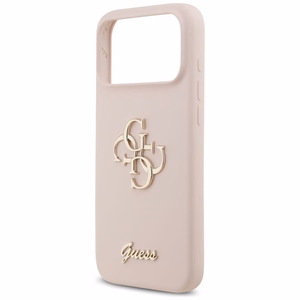 Guess Silikona lielais 4G uzraksts apvalks iPhone 17 Pro Max - rozā
