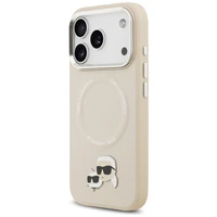 Karl Lagerfeld Karl & Choupette piespraužu magnētiskais viedtālruņa apvalks iPhone 17 Pro Max - bēšs
