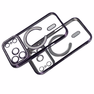Bling Magsafe violets viedtālruņa apvalks iPhone 17 Pro