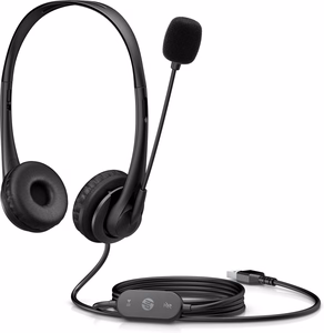 HP Stereo USB austiņu komplekts G2 vadu galvas lencis birojam/zvanu centram melns