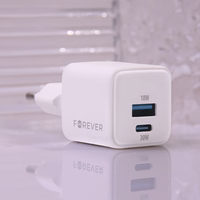 Forever TC-08-30AC GaN PD QC lādētājs 1x USB-C 1x USB 30W balts