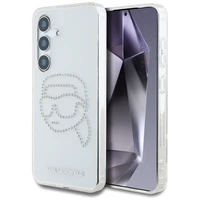 Karl Lagerfeld viedtālruņa apvalks ar rhinestones Karl Head logotipu Samsung Galaxy S25 caurspīdīgs