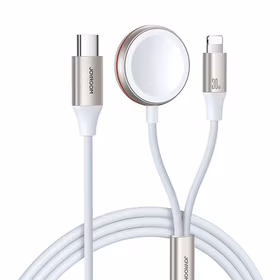 Ātrās uzlādes magnētiskais 2‑in‑1 lādētājs Joyroom S-IW012 30W 1.5m (balts)