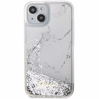 Guess Liquid Glitter Marble viedtālruņa apvalks iPhone 14 - balts